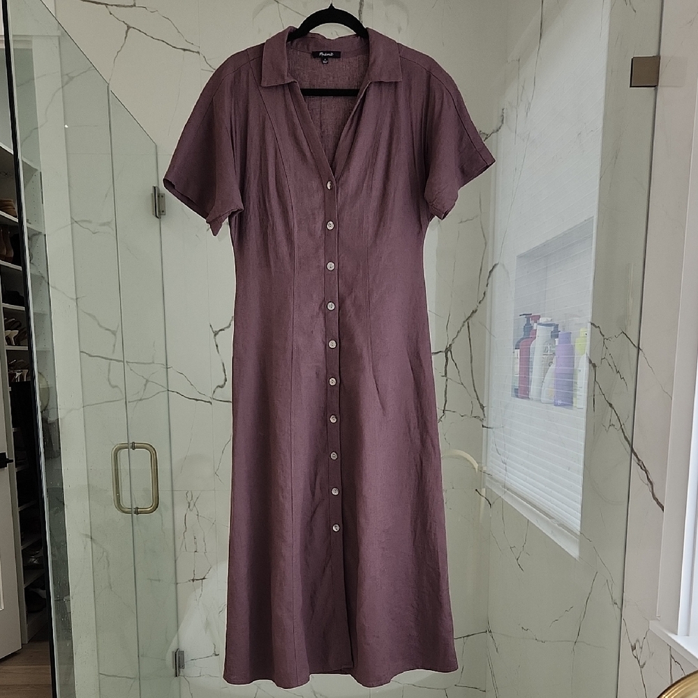 Madewell Plum Button-Down Midi Dress - Picture 3 of 5